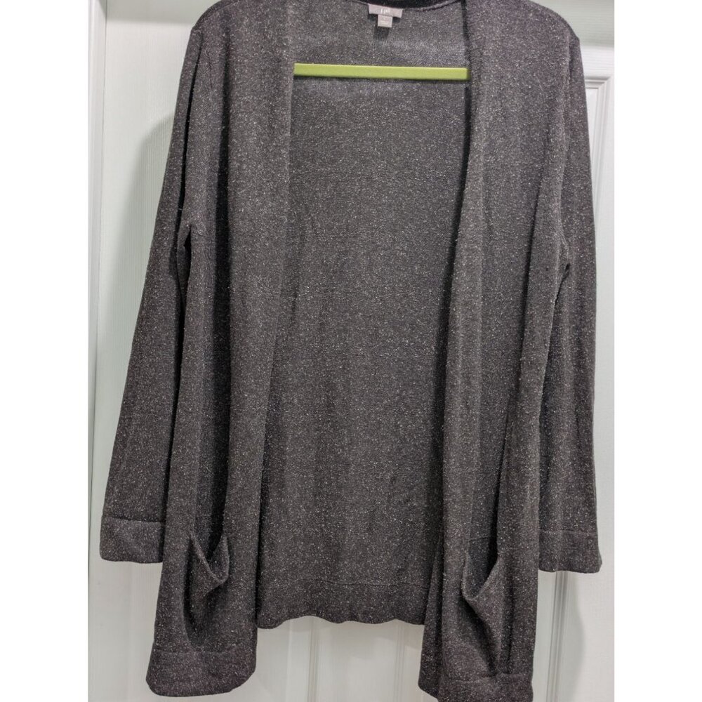 J.Jill Womens Cardigan Sweater Large lightweight Silk Cotton Brown Quiet Luxury